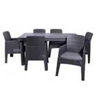 Royalcraft Faro 7Pc Rectangle Dining Set With Seat Cushions - Black