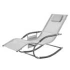 LIVIVO Gravity Rocking Sun Lounger with Padded Head Rests, Lightweight, Water Resistant Sun bed - 2 Tone Grey