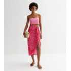 Pink Animal Print Sarong Midi Skirt