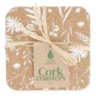 Natural Elements Set of 4 Biodegradable Cork Coasters, 12 x 12cm