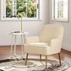 Living and Home Luxurious Velvet Armchair Accent Chairs - Beige
