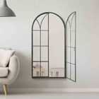 MirrorOutlet Large Metal Arch Shaped Opening Window Wall Mirror 140cm x 75cm
