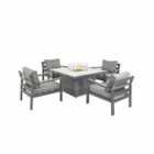 Hex Living Firepit Table With 4 Chairs Grey