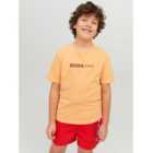 Jack & Jones Junior Bright Orange Crew Neck Logo T-Shirt