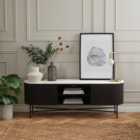 Kiera Wide TV Unit, Mango Wood & Real Marble for TVs up to 67"