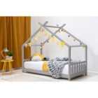 Crazy Price Beds House Grey Wooden Single Bed