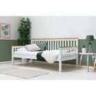Crazy Price Beds Blythe White With Oak Tops Wooden Single Day Bed