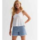 ONLY Pale Blue Denim High Waisted Mom Shorts