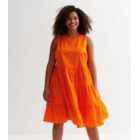 Curves Bright Orange Tiered Midi Dress
