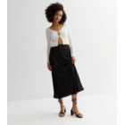 Tall Black Satin Bias Cut Midaxi Skirt