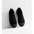 Wide Fit Black Canvas Lace Up Trainers