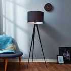 Tripod Floor Lamp With Black Shade By Teamson Home Modern Lighting Vn-l00006-UK