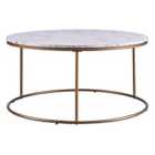 Teamson Home Marmo Large Round Coffee Table Bedroom Or Lounge White / Brass