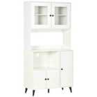 HOMCOM Freestanding Kitchen Storage Cabinet Cupboards Adjustable Shelves - White