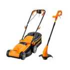 LawnMaster 1400W 34cm Electric Lawnmower and 25cm Grass Trimmer Set