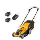 LawnMaster MX 24V 37cm Cordless Lawnmower with 2 battery packs