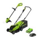 Greenworks Tools 24V 33cm Cordless Lawnmower & 25cm Line Trimmer With 2ah Battery & Charger GD24LM33LT25K2
