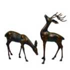 Solstice Sculptures Deer Pair Small 56&33Cm Aluminium Dark Verdigris