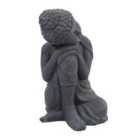 Solstice Sculptures Buddha Crouching 58Cm Grey Charcoal Effect