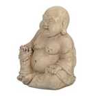 Solstice Sculptures Buddhist Monk Sitting 34Cm Weathered Dark Stone Effect