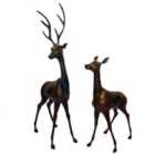 Solstice Sculptures Deer Pair Large 120&79Cm Aluminium Dark Verdigris