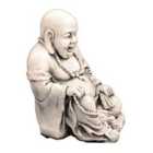 Solstice Sculptures Buddhist Monk Sitting 43Cm Antique Stone Effect