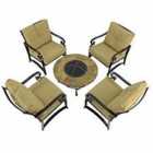 Bayfield Firepit 89Cm Coffee Table With 4 Windsor Deluxe Lounge Chair Set