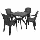Turin Square Table With 4 Parma Chairs Set Anthracite