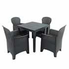 Roma Square Table With 4 Sicily Chairs Set Anthracite