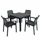 Roma Square Table With 4 Siena Chairs Set Anthracite