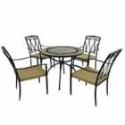 Villena 91cm Patio Table with 4 Ascot Chairs Set