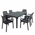 Salerno Rectangular Table With 6 Siena Chairs Set Anthracite