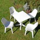 Ponente Patio Table With 4 Eolo Chairs White