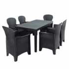Roma Rectangular Table With 6 Sicily Chairs Set Anthracite