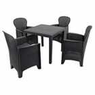 Salerno Square Table With 4 Sicily Chairs Set Anthracite