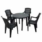 Revello Round Table With 4 Parma Chairs Set Anthracite