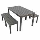 Roma Rectangular Table With 4 Roma Bench Set Coffee