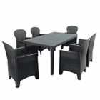 Salerno Rectangular Table With 6 Sicily Chairs Set Anthracit