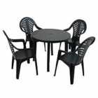 Revello Round Table With 4 Pineto Chairs Set Anthracite
