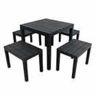 Roma Square Table With 4 Roma Bench Set Anthracite