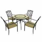 Henley 91cm Patio Table with 4 Ascot Chairs Set