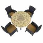 Montpellier Dining Table With 4 Stockholm Black Chairs Set