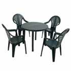 Revello Round Table With 4 Pineto Chairs Set Green