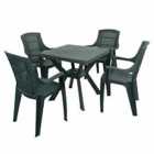 Turin Square Table With 4 Parma Chairs Set Green