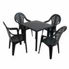 Rapino Square Table With 4 Pineto Chairs Set Anthracite