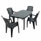 Rimini Rectangular Table With 4 Parma Chairs Set Anthracite