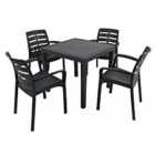 Salerno Square Table With 4 Siena Chairs Set Anthracite