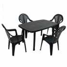 Rimini Rectangular Table With 4 Pineto Chairs Set Anthracite