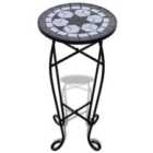 vidaXL Mosaic Side Table Plant Table - Black And White
