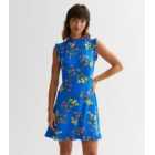 Blue Floral High Neck Mini Dress